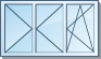 Трехстворчатое окно с двумя поворотными и поворотно-откидной створками